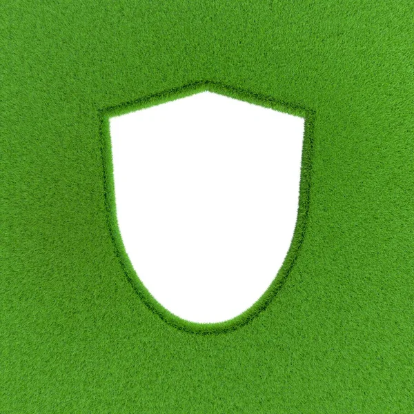 Hole Grass Form Shield White Background Rendering Illustration — Stock Photo, Image