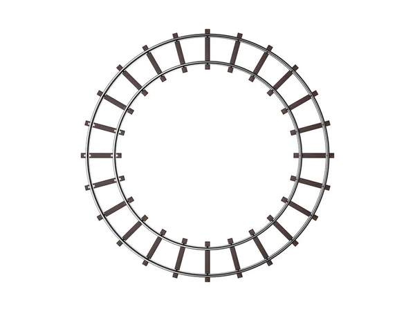 圆形铁轨 隔离在白色背景上 渲染插图 顶视图 — 图库照片