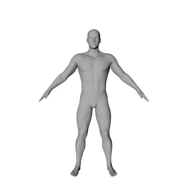 Adam ayakta. Beyaz arka plan üzerinde izole. 3D render illüstrasyon. Önden görünüm.