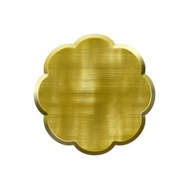 Metalik kenarlı metal rozet. Beyaz arka planda izole edilmiş..