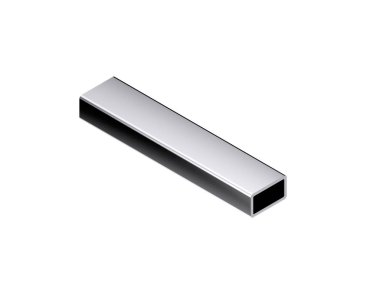 Metal dikdörtgen tüp. Beyaz arka plan üzerinde izole. 3D render illüstrasyon. İzometrik projeksiyon. 