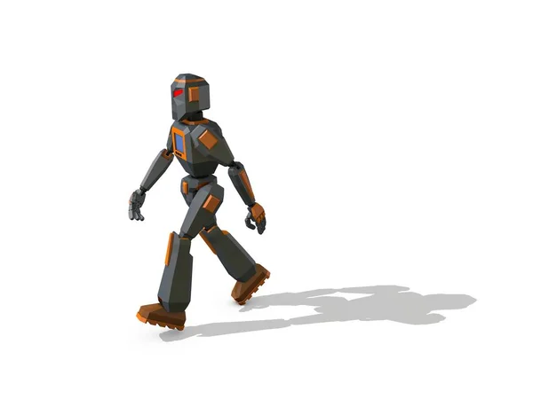 Ρομπότ Χαρακτήρα Περπάτημα Απομονωμένα Λευκό Φόντο Απεικόνιση Απόδοσης — Φωτογραφία Αρχείου