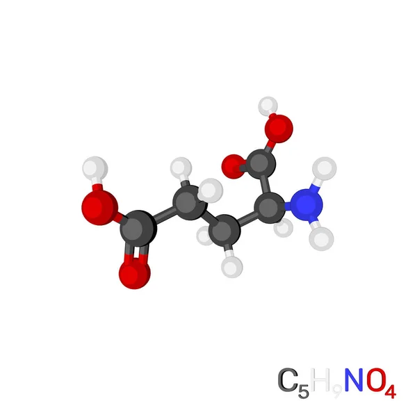 Molécule Modèle Acide Glutamique Isolé Sur Fond Blanc Illustration Rendu — Photo
