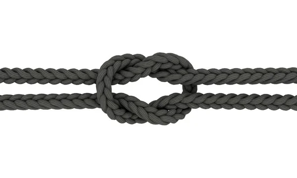 Kare Knot.Isolated beyaz background.3d işleme illüstrasyon üzerinde ip.