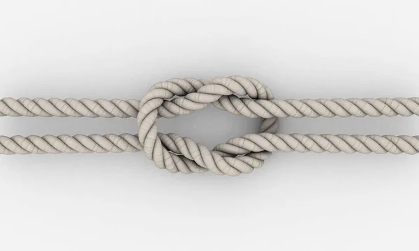 Rope Square Knot Isolated White Background Rendering Illustration — Stock Photo, Image