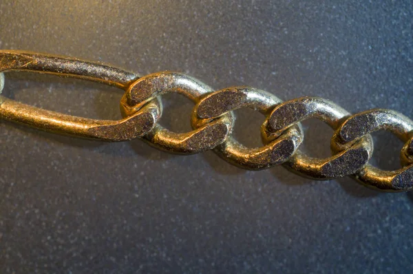 Gouden Chaine Detail Macro Close — Stockfoto
