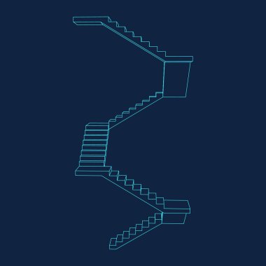 Merdiven platformları ile. Vektör anahat çizim.