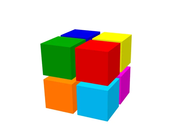 Абстрактний Куб Кубиків Ізольовані Білому Тлі Векторна Барвиста Ілюстрація — стоковий вектор