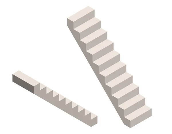 Lépcsőház Elszigetelt Fehér Background Vektoros Illusztráció Izometrikus Vetítés — Stock Vector