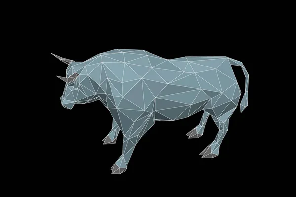 Abstraktní Polygonální Býk Izolované Černém Pozadí Vektorové Ilustrace — Stockový vektor