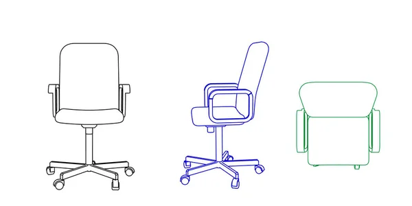 Bürostuhl Ikone Vektorskizze Illustration Unterschiedliche Ansichten — Stockvektor