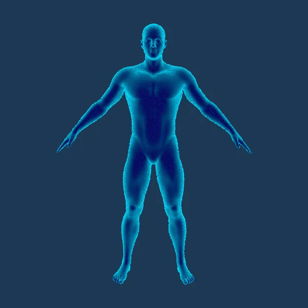 Стоячий Человек Изолированный Синем Фоне Векторная Иллюстрация Стиль Пуантилизма Вид — стоковый вектор