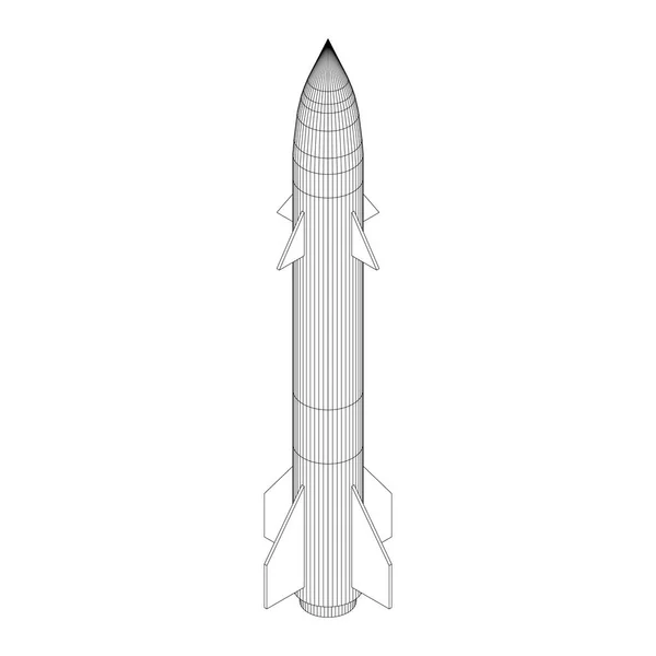 Военная Ракета Векторная Иллюстрация Контура Изометрическая Проекция — стоковый вектор