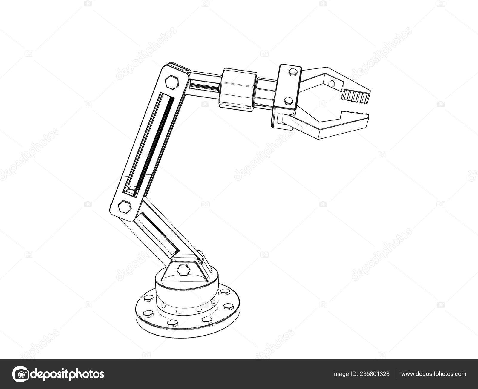  Robot Drill Arm Sketch Drawing with Realistic