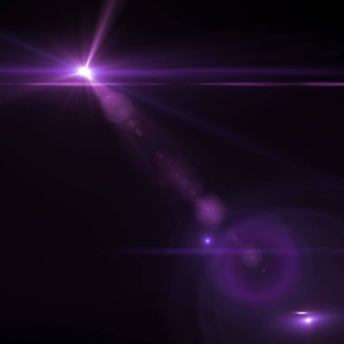 Koyu arka plan üzerinde lens flare etkisi. Dijital renkli resimde.