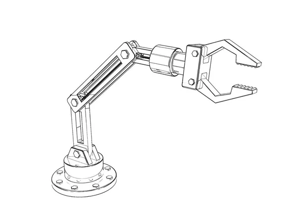 Roboterarm Vereinzelt Auf Weißem Hintergrund Skizzenillustration — Stockfoto