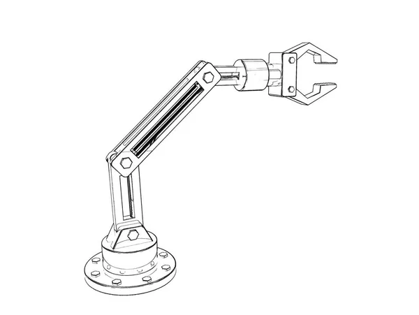 Braccio Robotico Isolato Sfondo Bianco Illustrazione Schizzo — Foto Stock