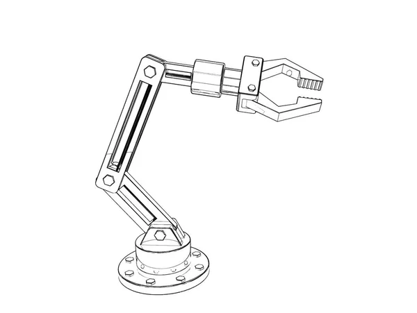 Bras Robotique Isolé Sur Fond Blanc Illustration Croquis — Photo