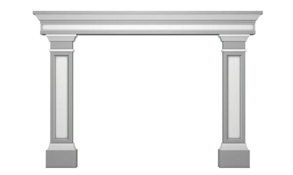 Arco Pilastras Aislado Sobre Fondo Blanco Ilustración Representación Vista Frontal — Foto de Stock