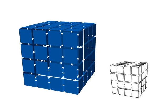 Абстрактный Многоугольный Куб Разрезами Изолированный Белом Фоне Векторная Иллюстрация — стоковый вектор