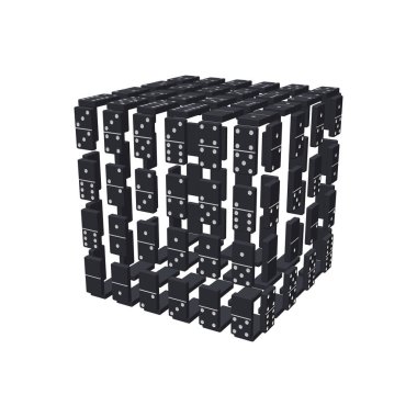 Küp Domino. Beyaz background.3d vektör illüstrasyon izole. 