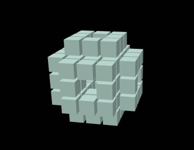 Küpleri Soyut 3d küp. Siyah arka plan üzerine izole. Vektör çizim.