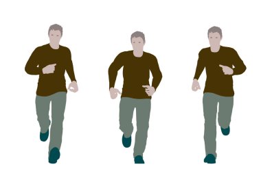 Çalışan adam. Beyaz arka plan üzerinde izole. Vektör çizim. Düz stil. Önden görünüm.