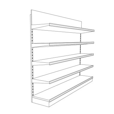 Boş vitrin. Vektör anahat çizim.