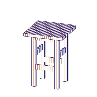 Dışkı. Vektör kontur çizim. Dimetric projeksiyon.