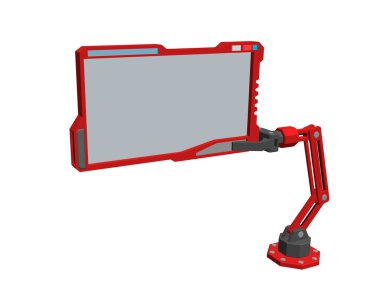 Robotik kol fütüristik İzleyicisi ile. Beyaz arka plan üzerinde izole. 3D vektör çizim.