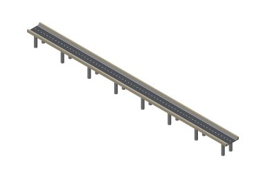 Destekler yolda. Beyaz arka plan üzerinde izole. 3D vektör çizim. İzometrik projeksiyon.