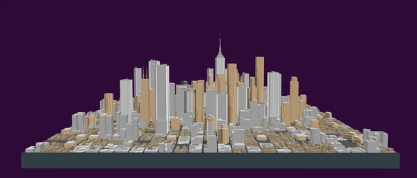 Modell Der Stadt Vektorillustration Frontansicht — Stockvektor