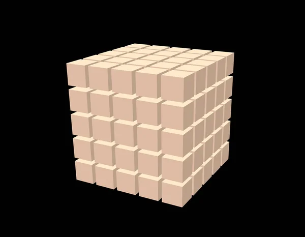 Абстрактный Куб Кубиков Изолированный Черном Фоне Векторная Иллюстрация — стоковый вектор