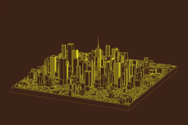 Modelo Cidade Ilustração Contorno Vetor —  Vetores de Stock