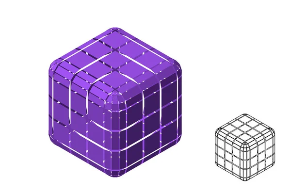Cubo Roto Poligonal Abstracto Aislado Sobre Fondo Blanco Ilustración Vectorial — Vector de stock