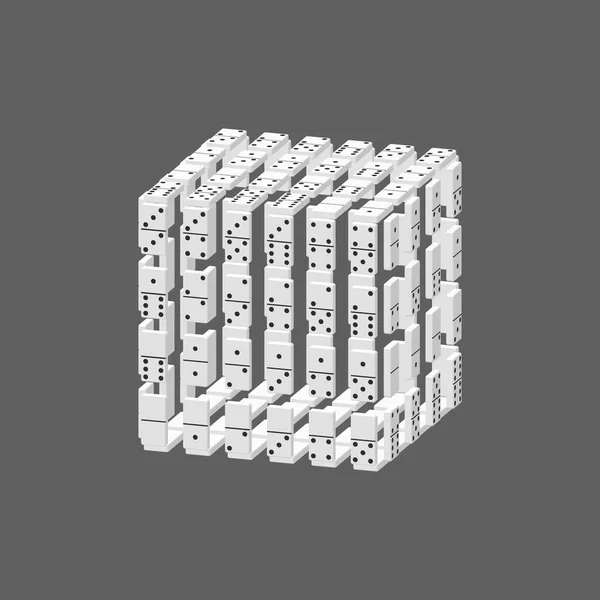 多米诺骨牌的立方体 在灰色背景上隔离 矢量插图 十进制投影 — 图库矢量图片