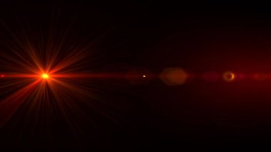 Siyah arka plan üzerinde Yatay Hareketli lens parlama etkisi. 4k animasyon.