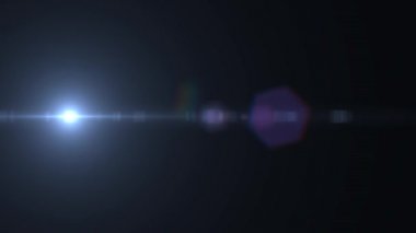 Siyah arka plan üzerinde Yatay Hareketli lens parlama etkisi. 4k animasyon.