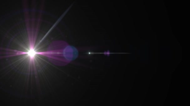 Horizontal Moving Lens Flare Effect Black Background Animation — Stock Video