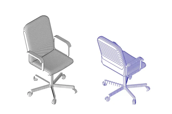 Gestreepte stoel van het Bureau. Contour vectorillustratie — Stockvector