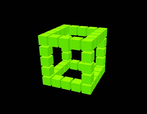 Cubo Wireframe de cubos. Isolado em fundo preto . —  Vetores de Stock