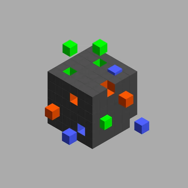 Cube de petits cubes. Concept Big Data — Image vectorielle