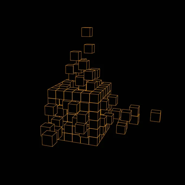Кубик дротяної рами з маленьких кубиків. Концепція Big Data . — стоковий вектор