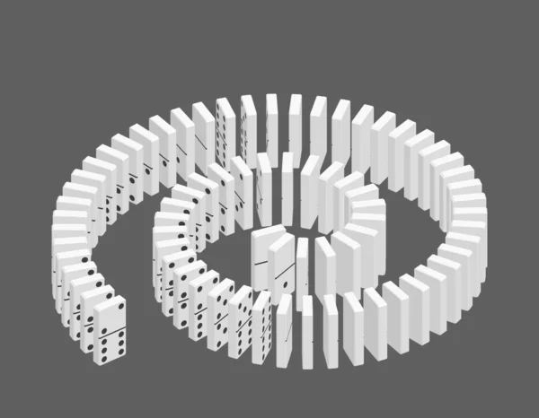 多米诺骨牌的螺旋。在灰色背景上隔离。3d 载体菌 — 图库矢量图片