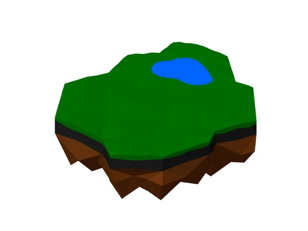 Плаваючий острів. Ізольовані на білому тлі. 3D векторна ілюстрація — стоковий вектор