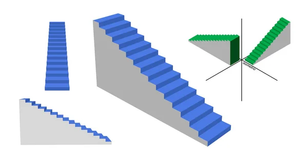 Treppenhaus gesetzt. isoliert auf weißem Hintergrund. 3D-Vektor-Illustrationen — Stockvektor
