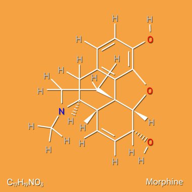 Morfin ağrı ilacı yapısal formülü. Vektör çizimi