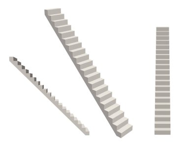 Merdiven boşluğu. Beyaz arka planda izole edilmiş. 3d Vektör illüstrasyonu. 
