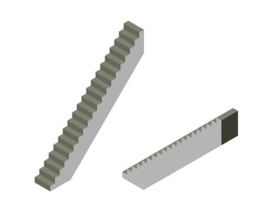 Merdiven boşluğu. Beyaz arka planda izole edilmiş. 3d Vektör illüstrasyonu. 