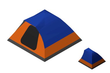 Kamp çadırı. Beyaz arka planda izole edilmiştir. Vektör Illustration.